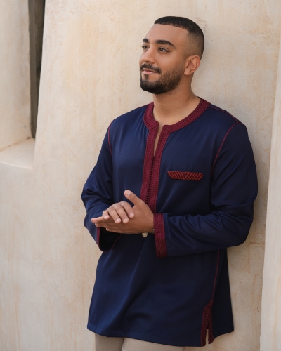 قميص "تونيك" من مليفا - اكمام طويلة - للرجال - ستايل بسيط