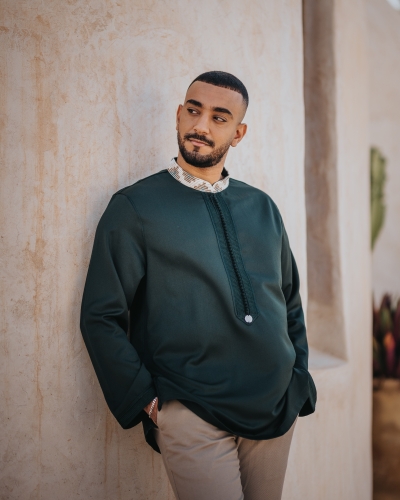 Tunique Marocaine en Mlifa - col en velours - Style Simple - Kounouz