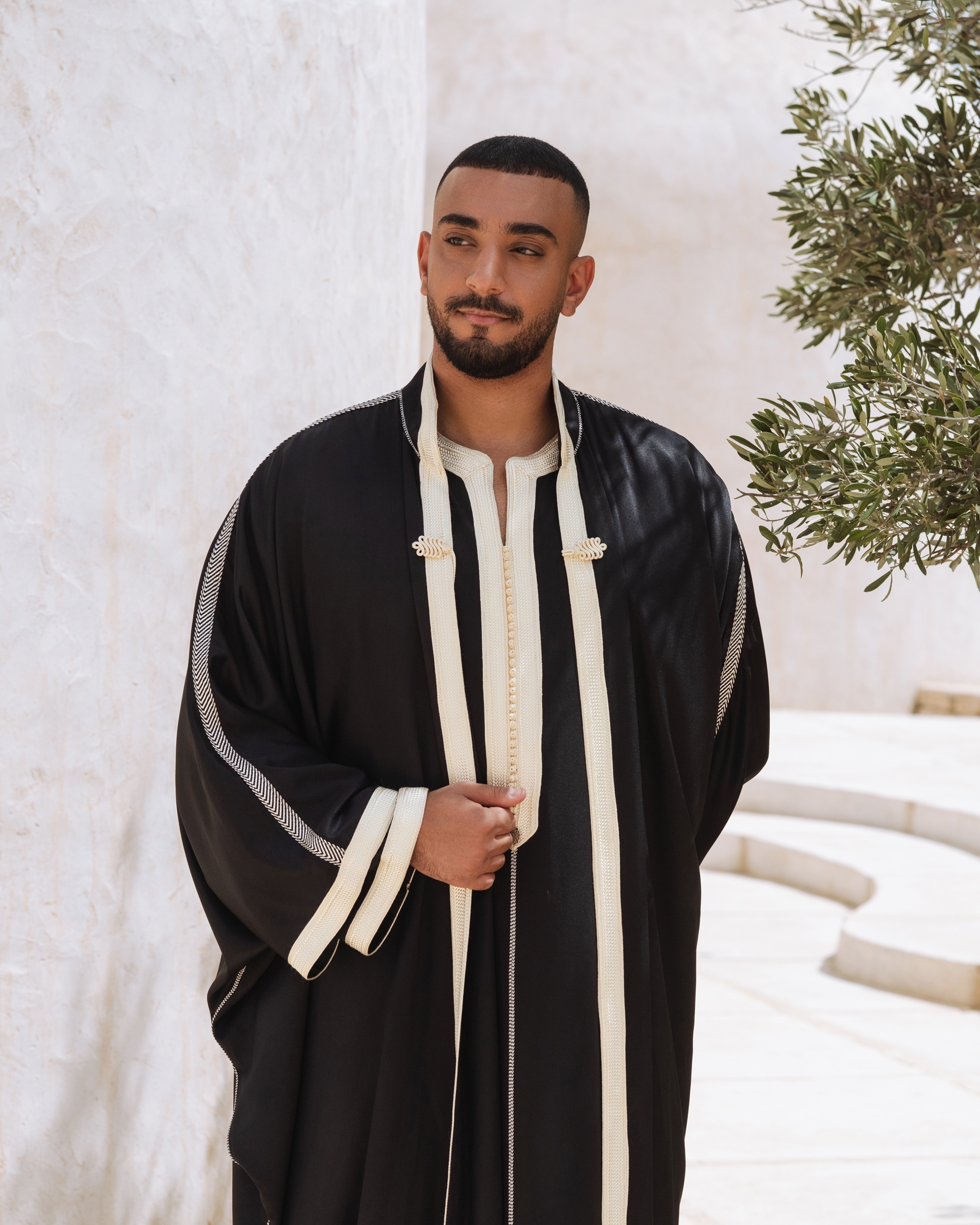 Gandoura Marocaine Ouverte en Mlifa avec col - Marque Kounouz