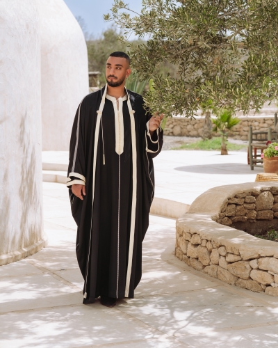 Gandoura Marocaine Ouverte en Mlifa avec col - Marque Kounouz