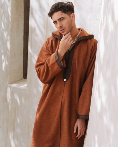 Short Moroccan Djellaba in Bouclette for Men - kOUNOUZ