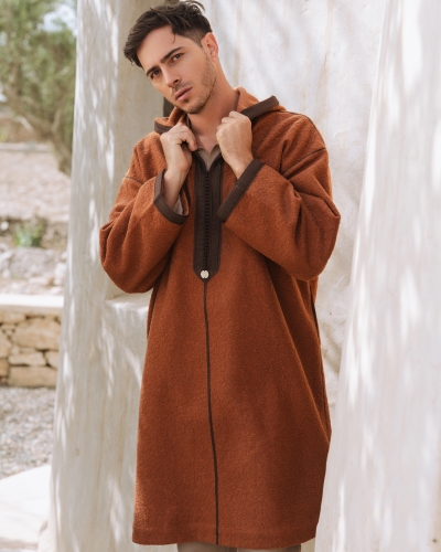 Short Moroccan Djellaba in Bouclette for Men - kOUNOUZ