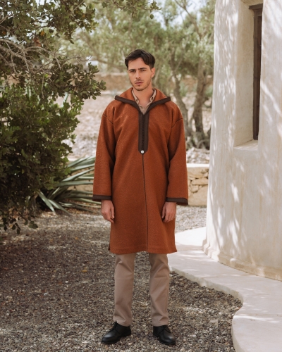 Djellaba Marocaine Courte en Bouclette pour Homme - kOUNOUZ