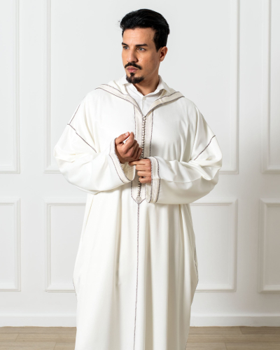 Kounouz - Plain Djellaba In Mlifa for Men : Pure Charm, Sfifa & Aakad