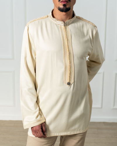 Tunique en tissu Mlifa avec col en velours pour Homme - Style Simple