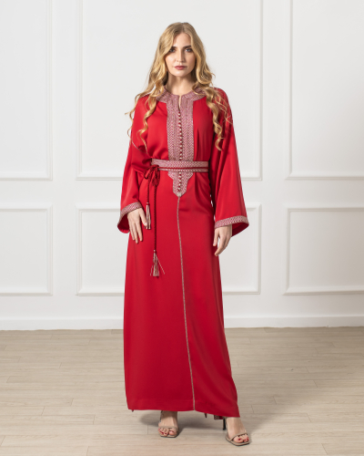 caftan red with a belt