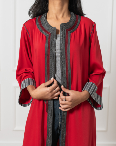 Kimono Marocain rouge – Élégance moderne et coupe fluide - Kounouz