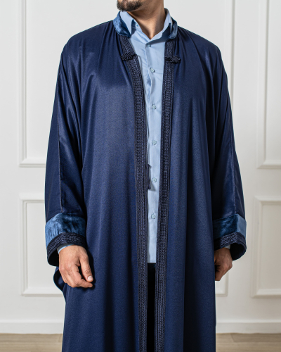Modern Moroccan Gandoura in Blue for Men - KOUNOUUZ