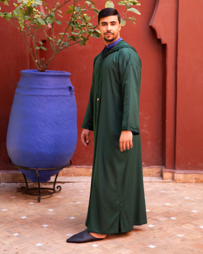 Caftan Marocain - en Chiffon - Style Moderne - Couleur Verte