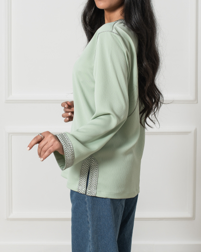 Tunic in crepe crumpled with round neck - Kounouz