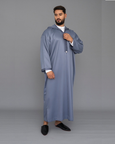 Plain Men's Djellaba in Mlifa – Modern Elegance of Morocco - Kounouz