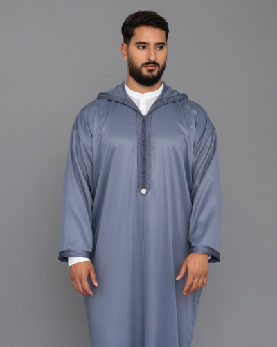 Djellaba Homme unie en mlifa  – Élégance Moderne du Maroc - Kounouz