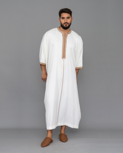 Gandoura marocaine homme | Élégance intemporelle en tissu Mlifa