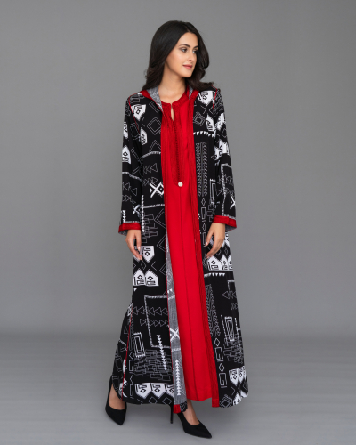 Ensemble de djellaba avec un caftan sans manches en dessous -  Confort
