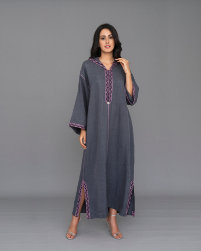 Djellaba with Zwak Details - Mlifa Fabric Djellaba - Traditional Moroc
