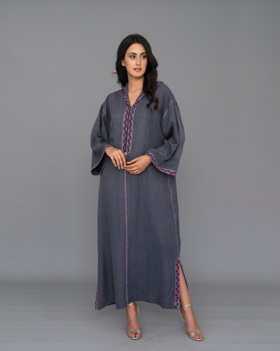 Djellaba with Zwak Details - Mlifa Fabric Djellaba - Traditional Moroc