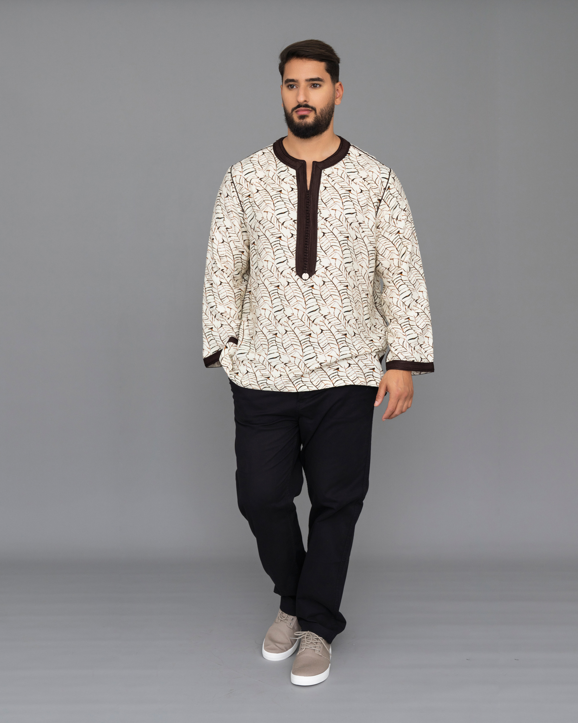 Printed Linen Tunic – Sfifa & Aakad Finishes | Traditional Style