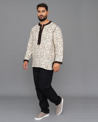 Printed Linen Tunic – Sfifa & Aakad Finishes | Traditional Style