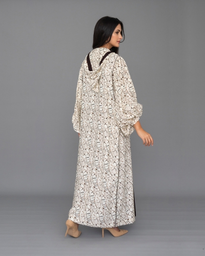Two-piece djellaba with puff sleeves