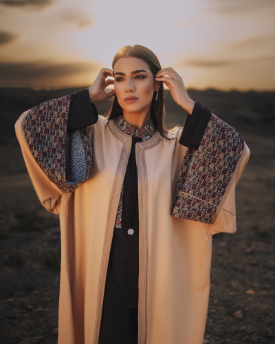 Kimono with tweed details