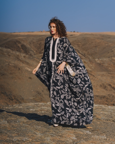 Gandoura Kounouz à imprimé feuillage