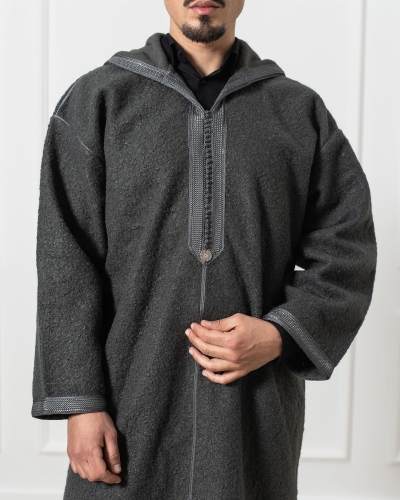 kounouz - moroccan chevron djellaba for men with sfifa and aakad