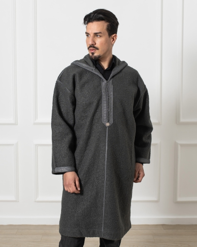 kounouz - moroccan chevron djellaba for men with sfifa and aakad