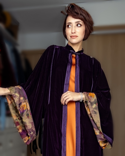 Kimono Impérial en Velours avec Doublure Satinée Imprimée