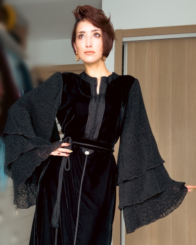 Caftan Élégant avec Manches Froufrous
