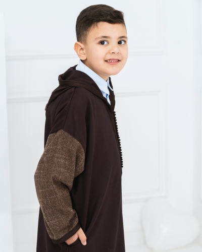 Short djellaba in double wool fabric