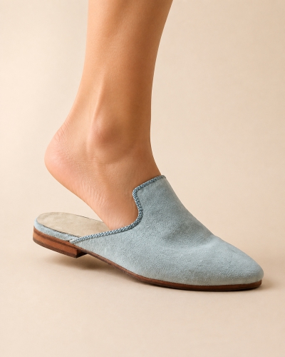 Babouches Gris en Velours – Le Choix du Luxe Artisan - Kounouz