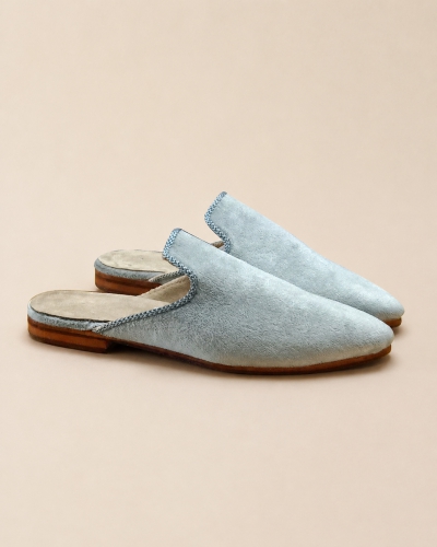 Babouches Gris en Velours – Le Choix du Luxe Artisan - Kounouz