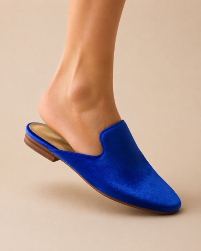 Babouche Bleu en Velours – Tradition et Modernité - Kounouz
