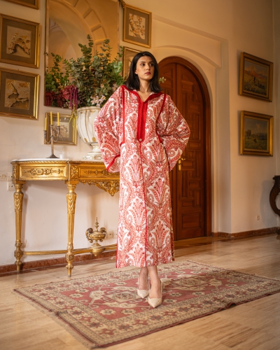 Djellaba Femme Coupe Carrée en Crêpe Imprimé