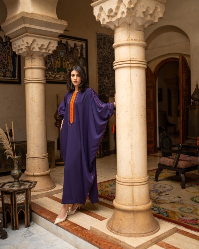 Flowing gandoura with double sfifa and handcrafted finishing details