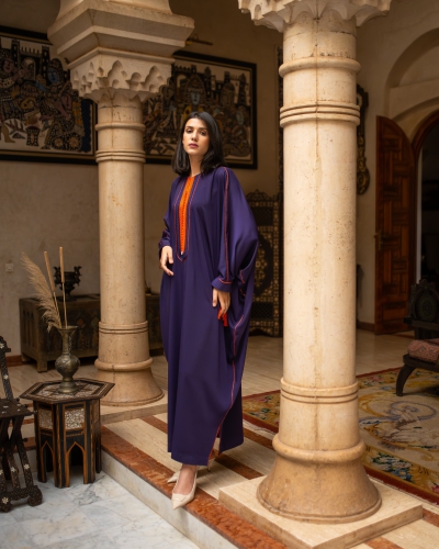 Flowing gandoura with double sfifa and handcrafted finishing details