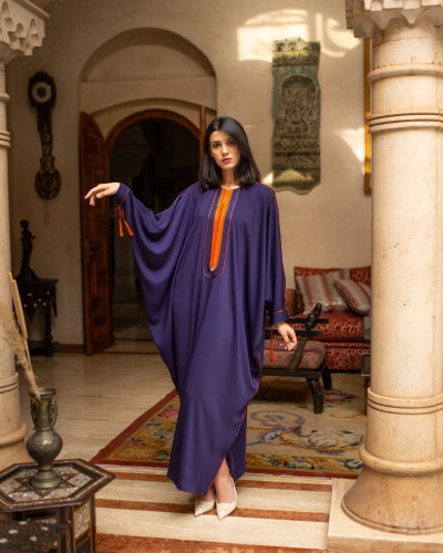 Gandoura fluide en double sfifa avec finitions artisanales