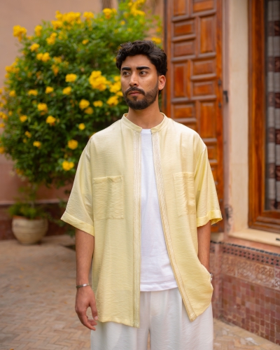 Veste en lin ouverte avec petit col