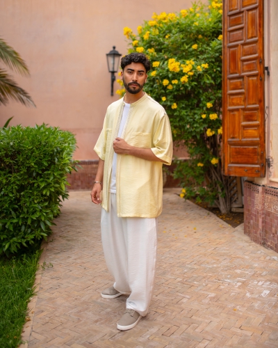 Veste en lin ouverte avec petit col