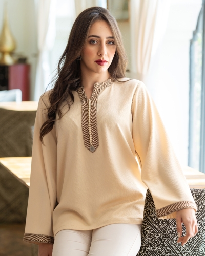 تونيك كريب مجعد - المرأة المغربية - أناقة - كنوز