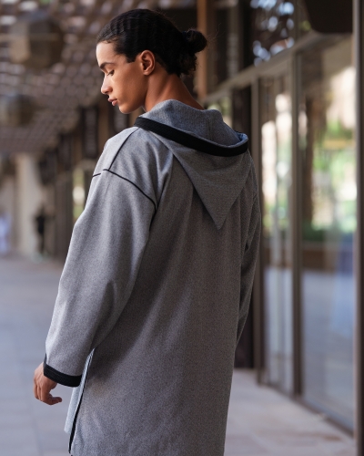 Kounouz - Short Chevron Djellaba: long sleeves, Sfifa & Aakad